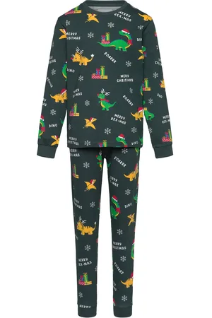 Christmas Sweats Dino Christmas Pyjamas Kids Pyjamasetti Pyjama Green