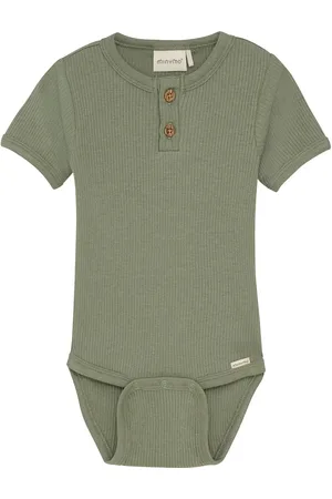 Minymo Body Ss Rib Bodies Short-sleeved Khaki Green