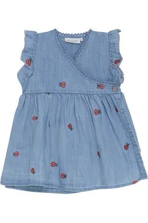 Minymo Dress Ss Emb. Chambray Dresses & Skirts Dresses Casual Dresses Short-sleeved Casual Dresses Blue