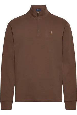 Ralph Lauren Estate-Rib Quarter-Zip Pullover Tops Knitwear Half Zip Jumpers Brown