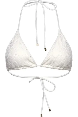 Lindex Swim Bra Triangle Elle Broderi Swimwear Bikinis Bikini Tops Triangle Bikinitops White