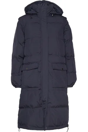 Noella Eliza Puffer Coat Topattu Pitkä Takki Navy