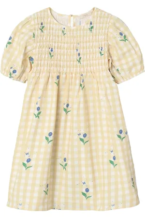 Fliink Agnes Flower Ss Dress Dresses & Skirts Dresses Casual Dresses Short-sleeved Casual Dresses Yellow