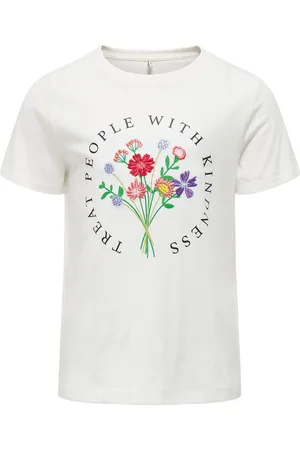 ONLY Kogemma Life Reg S/S Flower Top Jrs Noos Tops T-shirts Short-sleeved White
