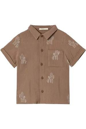 Fliink Hello Ss Shirt Tops Shirts Short-sleeved Shirts Brown
