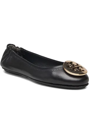 Tory Burch Minnie Travel Ballet With Metal Logo Designers Ballerinas Black