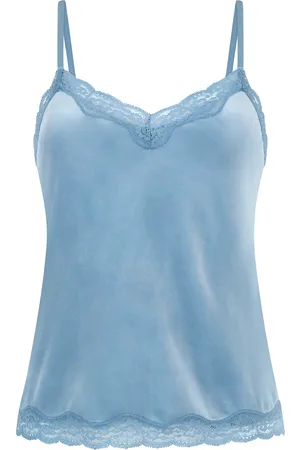 Hunkemöller Cami Velours Scallop Lace Toppi Blue