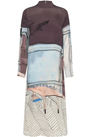 STINE GOYA Long Sleeve Midi Dress, 2263 Dry Vi Designers Knee-length & Midi Multi/patterned