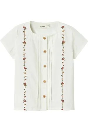 Lil Atelier Nmfjolene Ss Loose Shirt Lil Tops Shirts Short-sleeved Shirts White