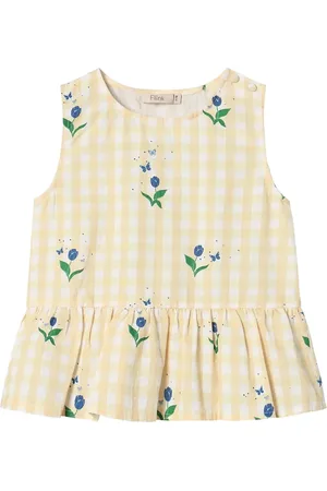 Fliink Agnes Flower Ss Top Tops T-shirts Sleeveless Yellow