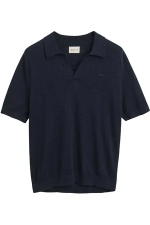 GANT Linen Blend Ss Polo Tops Polos Short-sleeved Navy