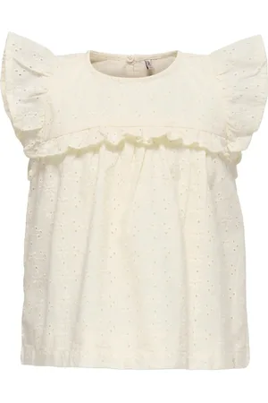ONLY Kmgmargot Life S/L Embroidery Top Wvn Tops T-shirts Sleeveless White