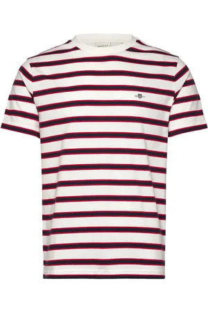 GANT Striped Ss Tshirt Designers T-shirts Short-sleeved Red