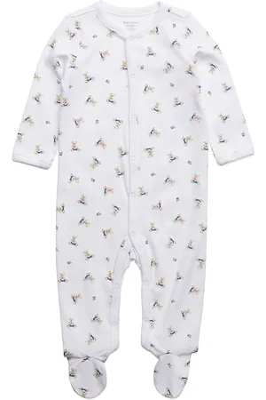 Ralph Lauren Polo Bear Cotton Coverall Pitkähihainen Body White