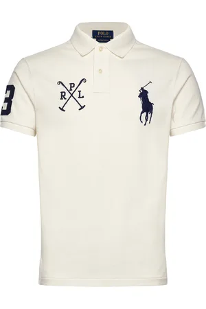 Ralph Lauren Custom Slim Fit Big Pony Mesh Polo Shirt Tops Knitwear Short Sleeve Knitted Polos White