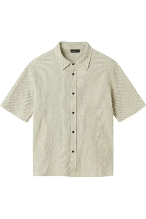 LMTD Nlmhugo Ss Shirt Tops Shirts Short-sleeved Shirts Beige