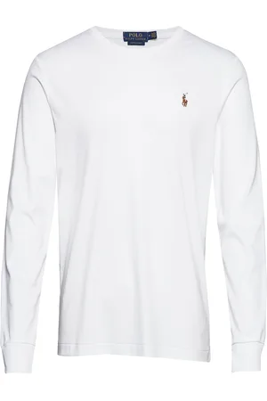 Ralph Lauren Custom Slim Fit Soft Cotton T-Shirt Designers T-shirts Long-sleeved White