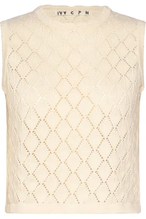 Ivy Copenhagen Ivy-Breeze Crochet Top Tops T-shirts & Tops Sleeveless Cream