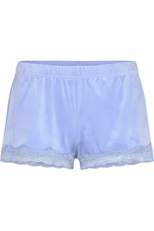Hunkemöller Short Velours Scallop Lace Shortsit Blue