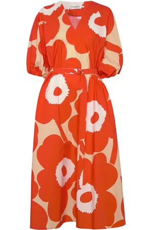 Marimekko Kimppu Unikko Maksimekko Juhlamekko Orange