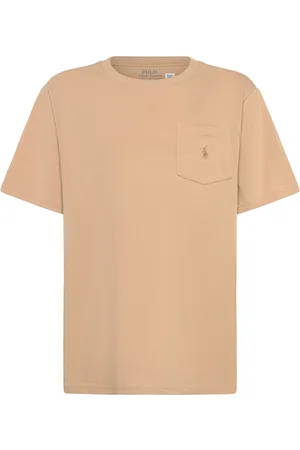 Ralph Lauren Cotton Jersey Pocket Tee Tops T-shirts Short-sleeved Beige