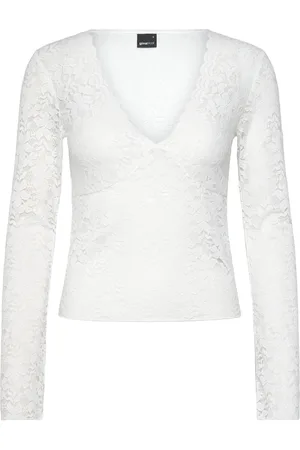 Gina Tricot Lace Top Tops Blouses Long-sleeved White