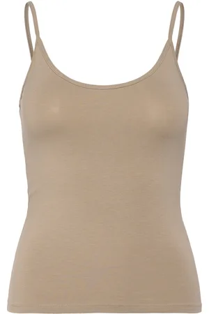 Gina Tricot Basic Strap Singlet Tops T-shirts & Tops Sleeveless Beige