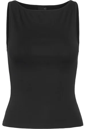 Gina Tricot Boatneck Tanktop Tops T-shirts & Tops Sleeveless Black