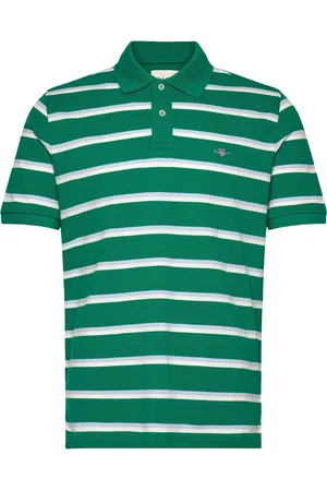 GANT Striped Ss Polo Designers Polos Short-sleeved Green