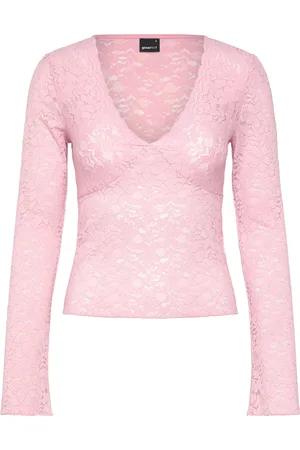 Gina Tricot Lace Top Tops Blouses Long-sleeved Pink