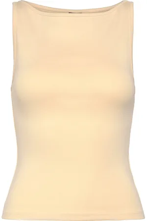 Gina Tricot Boatneck Tanktop Tops T-shirts & Tops Sleeveless Yellow