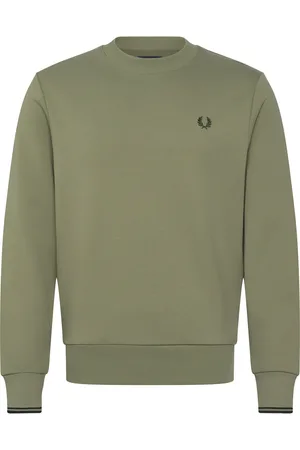 Fred Perry Crew Neck Sweatshirt Tops Sweat-shirts & Hoodies Sweat-shirts Khaki Green