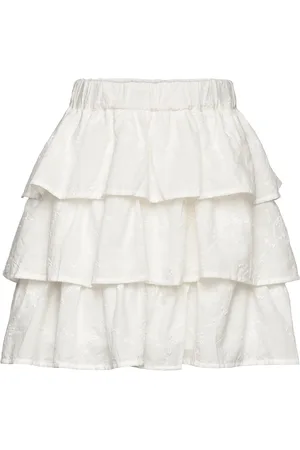 Lindex Skirt Flounces Ao Embroded Dresses & Skirts Skirts Midi Skirts White