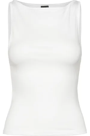 Gina Tricot Boatneck Tanktop Tops T-shirts & Tops Sleeveless White