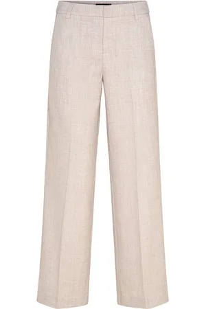 Gina Tricot Wide Suit Trousers Bottoms Trousers Suitpants Beige