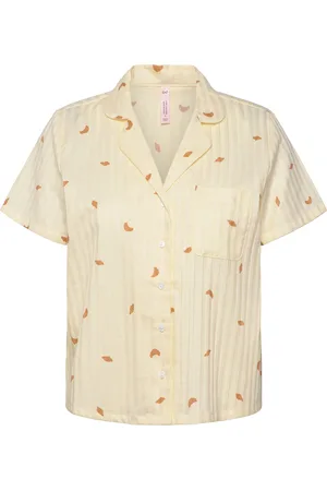 Hunkemöller Jacket Ss Cotton Croissant Pyjama Yellow