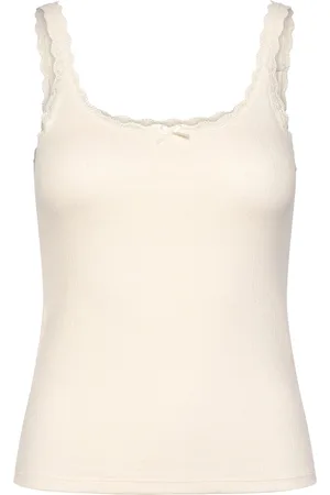Hunkemöller Singlet Pointelle Lace Tops T-shirts & Tops Sleeveless Cream