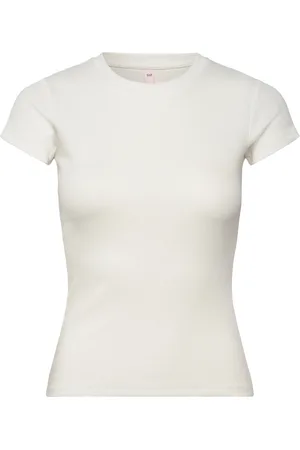 Hunkemöller Top Ss Rib Crew Tops T-shirts & Tops Short-sleeved White