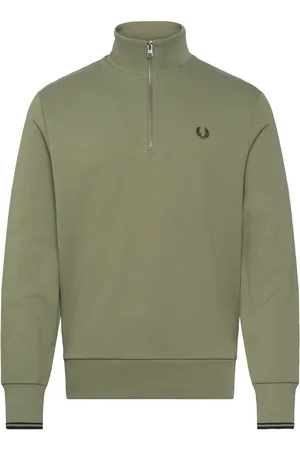 Fred Perry Half Zip Sweatshirt Tops Sweat-shirts & Hoodies Sweat-shirts Khaki Green