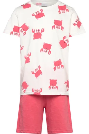Lindex Set Top Ss Aop Shorts Sets Sets With Short-sleeved T-shirt Pink
