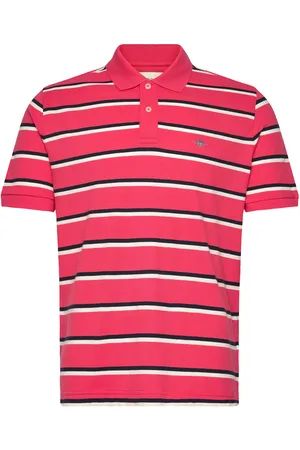 GANT Striped Ss Polo Designers Polos Short-sleeved Red