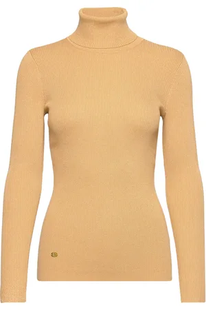 Ralph Lauren Ribbed Turtleneck Sweater Tops Knitwear Turtleneck Yellow