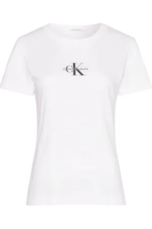 Calvin Klein Monologo Slim Tee Tops T-shirts & Tops Short-sleeved White