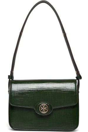Tory Burch Robinson Crosshatched Convertible Shoulder Bag Bags Small Shoulder Bags-crossbody Bags Green