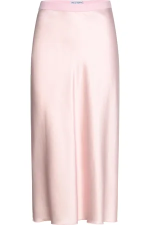Ahlvar Gallery Hana Satin Silk Skirt Designers Knee-length & Midi Pink