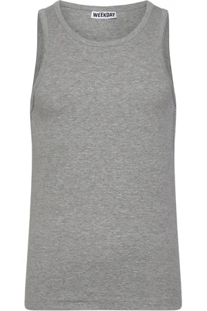 Weekday Regular Fit Ribbed Tank Top Tops T-shirts Sleeveless Grey