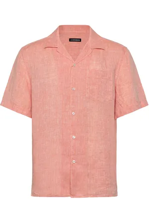 J Lindeberg Elio Linen Melange Shirt Tops Shirts Short-sleeved Shirts Orange