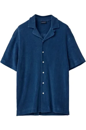Lexington Camp Organic Cotton Terry Shirt Tops Polos Short-sleeved Blue