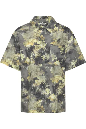 Monki Over D Short-Sleeved Cotton Poplin Shirt Tops Shirts Short-sleeved Grey