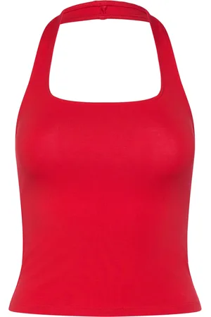 Weekday Square Neck Tank Top Tops T-shirts & Tops Sleeveless Red